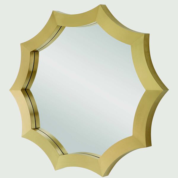 Flare Brushed Brass Round Wall Mirror, image 5
