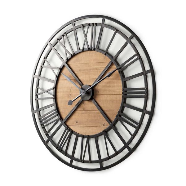 Lewiston Black and Brown Round Wall Clock, image 1
