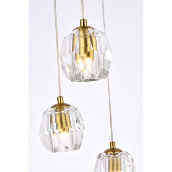 Eren Gold 12-Inch Five-Light Pendant with Royal Cut Clear Crystal, image 4