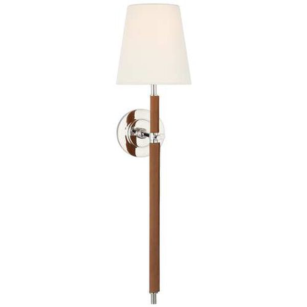 Bryant Polished Nickel and Natural One-Light Tail Wall Sconce with Linen Shade by Thomas O'Brien, image 1