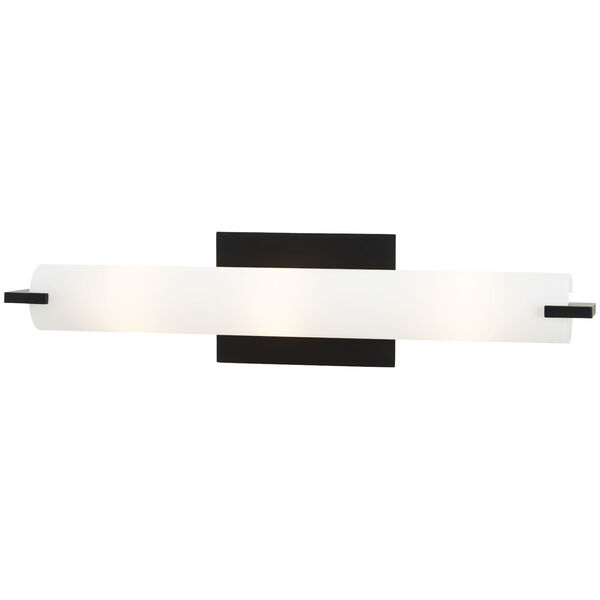 Coal and White Three-Light Bath Bar with Etched Opal Glass, image 1