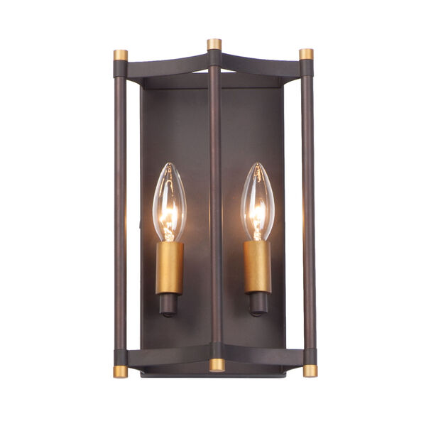 Wellington Oil Rubbed Bronze and Antique Brass Seven-Inch Two-light Wall Sconce, image 1