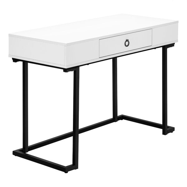 White and Black Writing Desk with One Drawer, image 1