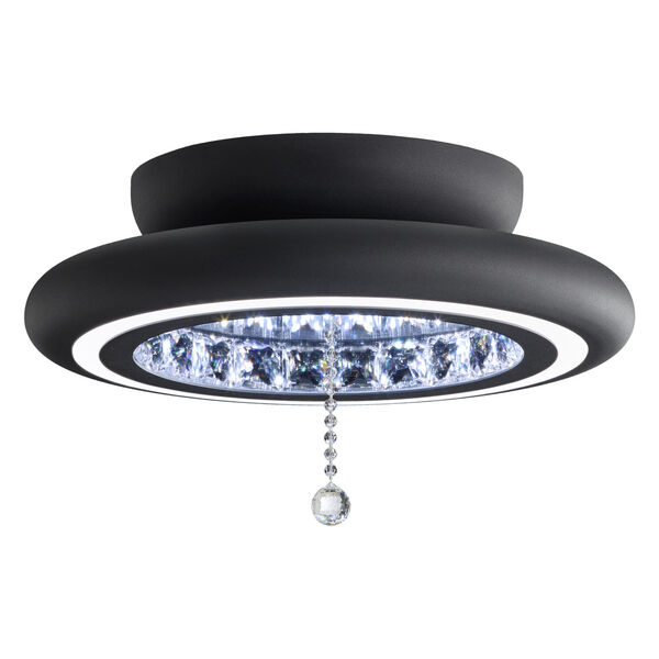 Infinite Aura Black 15-Inch LED Flush Mount with Swarovski Crystal Pendalogue, image 1