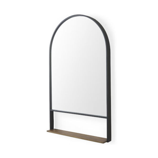 Cora Black and Brown 24-Inch x 40-Inch Shelf Arched Wall Mirror, image 1
