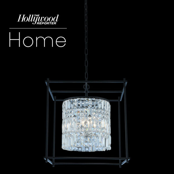 The Hollywood Reporter Joni Matte Black 19-Inch Six-Light Pendant with Firenze Crystal, image 1