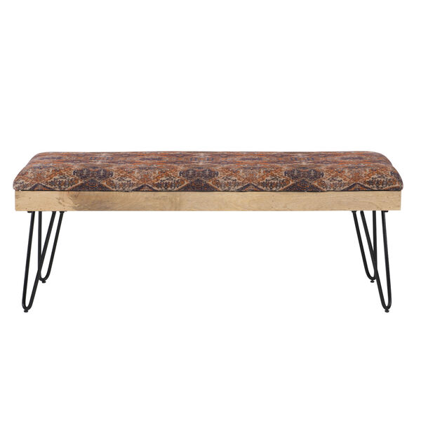 Brooke Black and Brown Tribal Pattern Bench, image 2