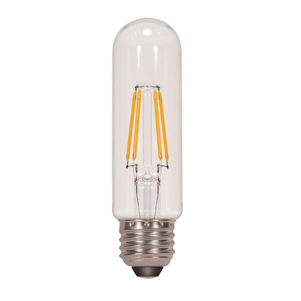 SATCO Clear LED T10 Medium 4.5 Watt LED Filament Bulb with 2700K 430 Lumens 80 CRI and 360 Degrees Beam, image 1