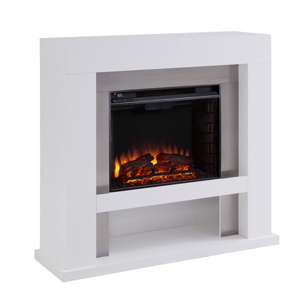 Lirrington White Stainless Steel Electric Fireplace, image 5