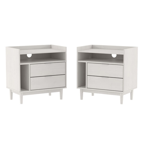 Lee White Solid Wood Two-Drawer Night Stand with Gallery, Set of Two, image 3
