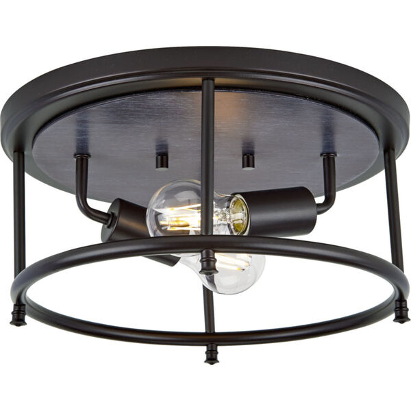Durrell Matte Black 13-Inch Two-Light Flush Mount with Open Cage Frame, image 1