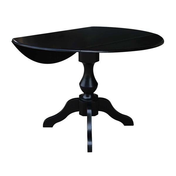 Black 30-Inch High Round Pedestal Dual Drop Leaf Dining Table, image 3