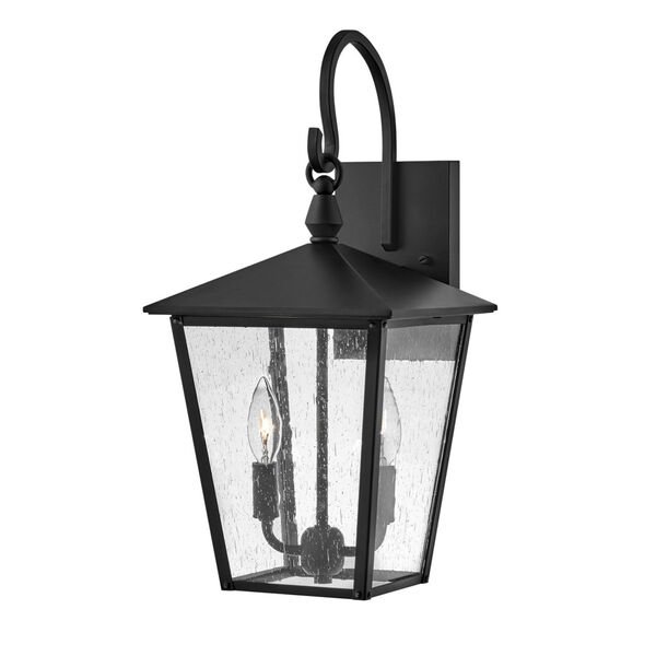 Huntersfield Black Two-Light Outdoor Wall Mount With Clear Seedy Glass, image 2