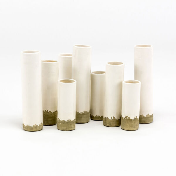 Selby Set of 9 White Ceramic Cylinder Bud Vases, image 1