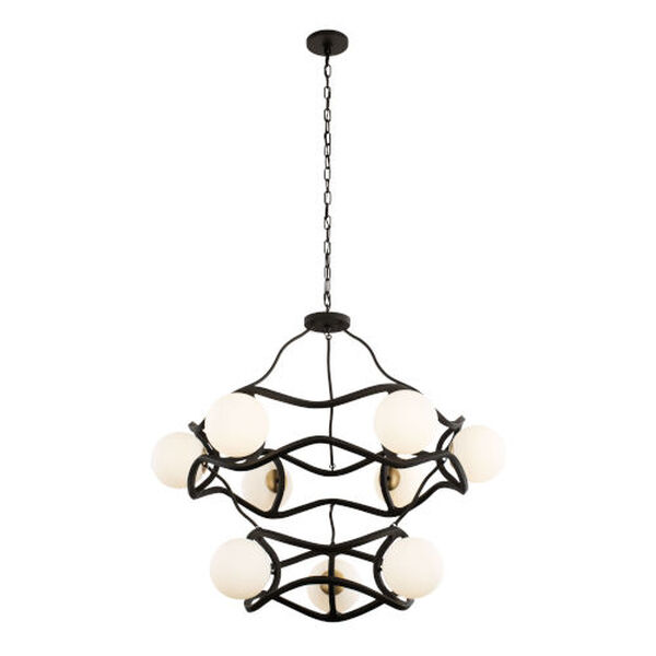 Black Betty Carbon French Gold Nine-Light Two-Tier Chandelier, image 2