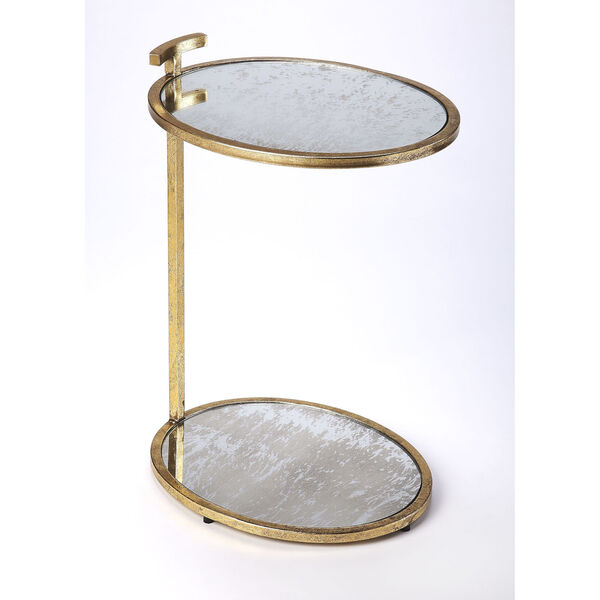 Ciro Side Table in Gold Metal &amp; Mirror, image 1