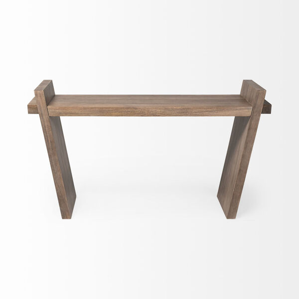 Elaine III Medium Brown Solid Wood Angled Leg Console Table, image 2