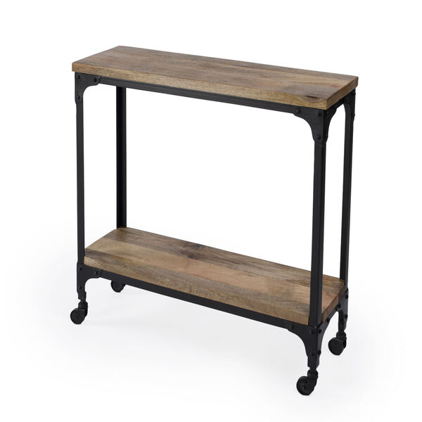 Gandolph Tan and Black Industrial Chic Console Table, image 1