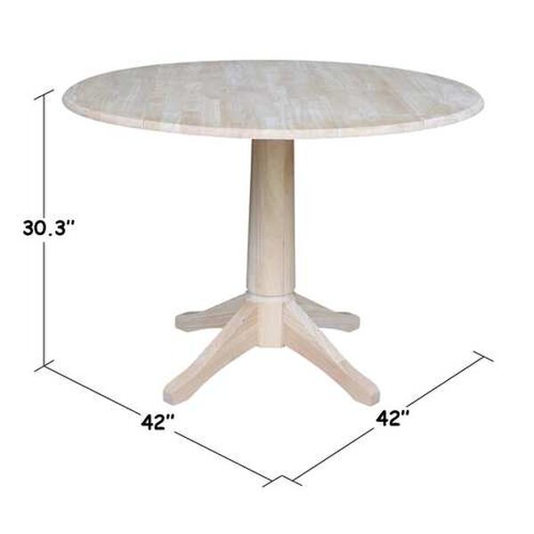Gray and Beige 30-Inch High Round Dual Drop Leaf Pedestal Table, image 5