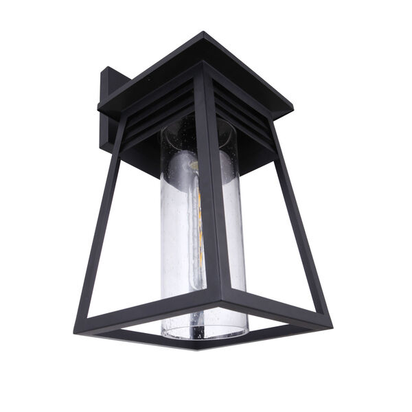 Becca Textured Matte Black Large One-Light Outdoor Lantern with Clear Seeded Glass, image 5