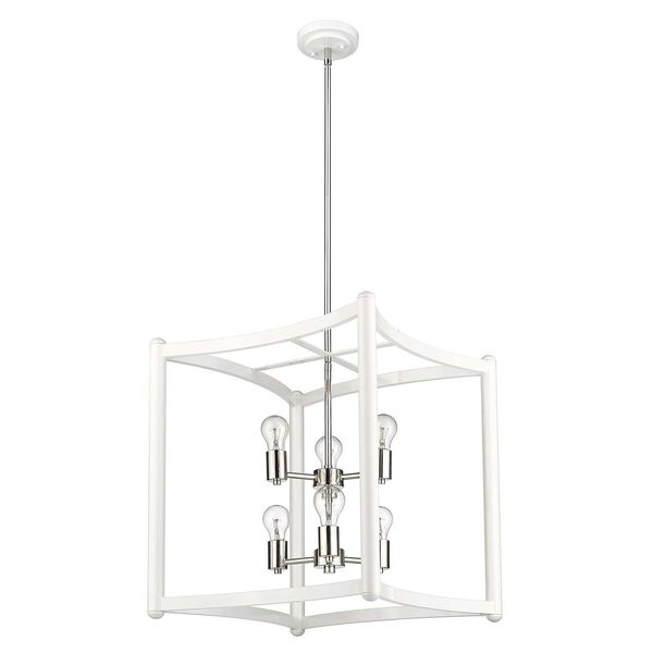 Coyle White with Polished Nickel Cluster Six-Light Pendant, image 3