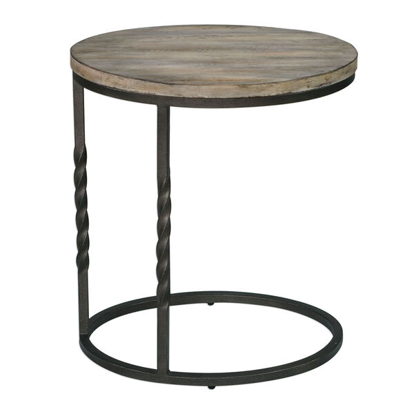 Tauret Aged Steel and Weathered Ivory Side Table, image 1
