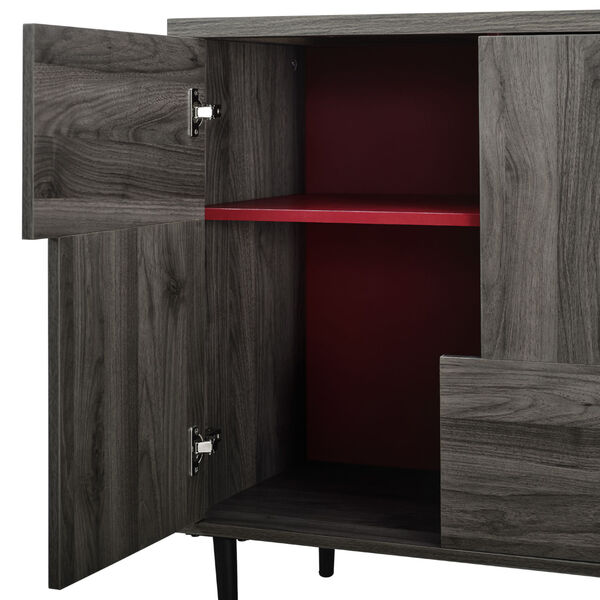 Slate Gray and Red 30-Inch Accent Cabinet, image 5