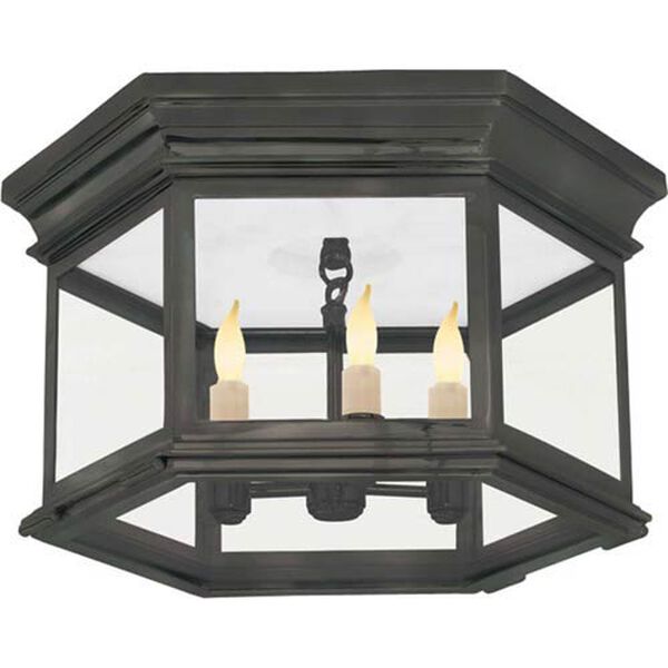Club Large Hexagonal Flush Mount in Bronze with Clear Glass by Chapman and Myers, image 1