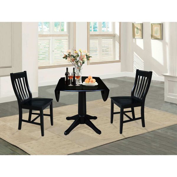 Black 42-Inch Round Top Pedestal Table with Chairs, 3-Piece, image 4