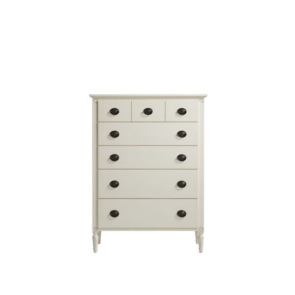 White Five-Drawer Wood Dresser, image 1