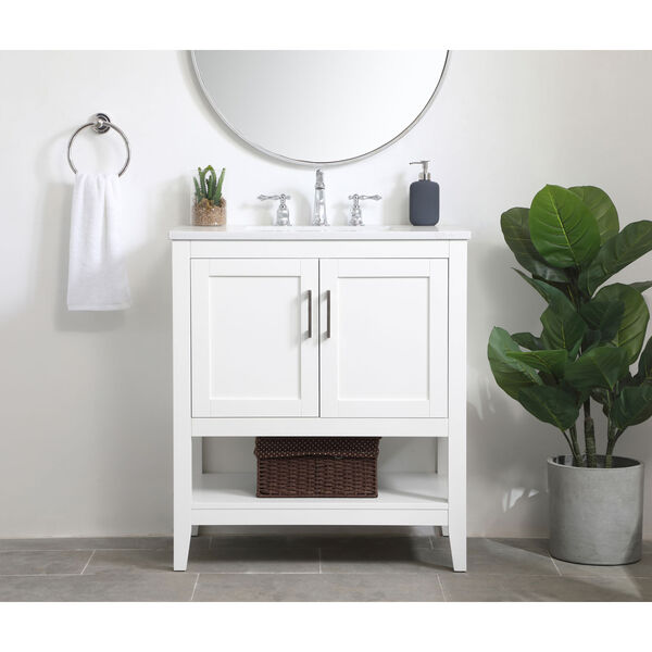 Aubrey White 30-Inch Vanity Sink Set, image 2
