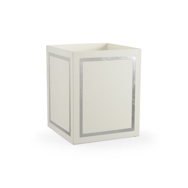 Claire Bell Cream and Metallic Silver Waste Basket, image 1