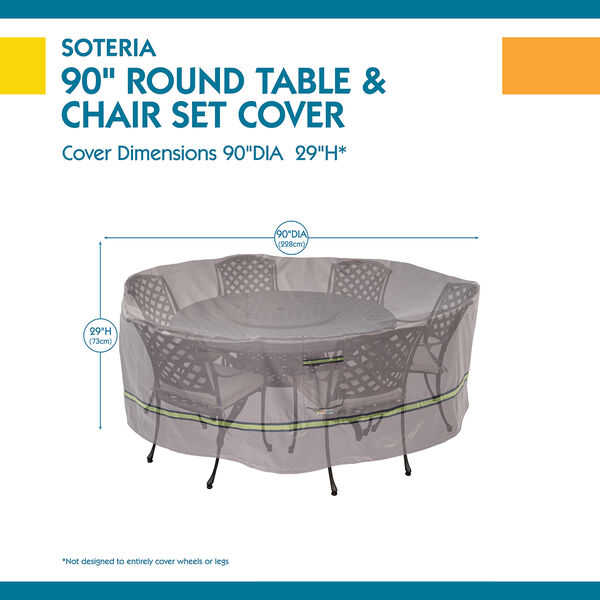 Soteria Grey RainProof 90 In. Round Patio Table with Chairs Cover, image 3