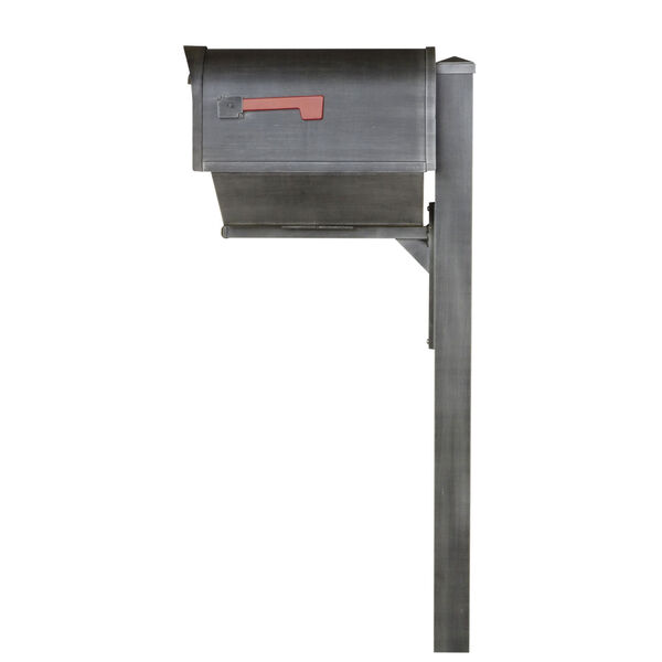 Classic Curbside Swedish Silver Mailbox with Newspaper Tube and Wellington Mailbox Post, image 4