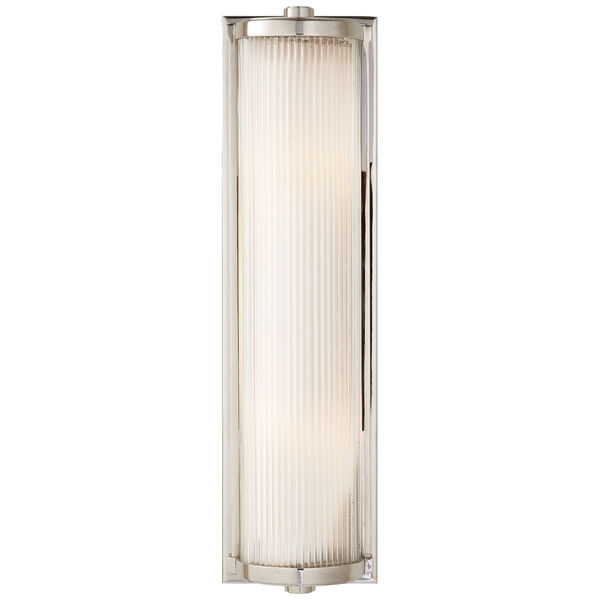 Dresser Long Glass Rod Light in Polished Nickel with Frosted Glass Liner by Thomas O'Brien, image 1