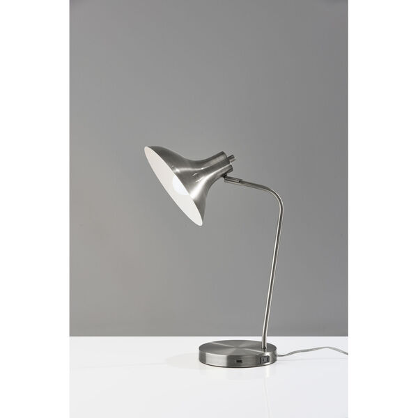 Cleo Brushed Steel One-Light Desk Lamp, image 2