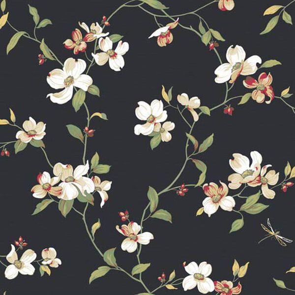 Inspired by Color Black Dogwood Wallpaper: Sample Swatch Only, image 1