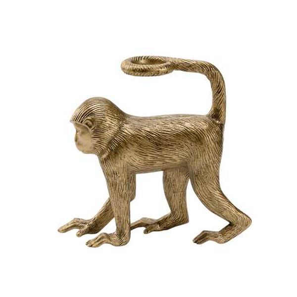 Antique Brass Right Facing Monkey Statue, image 4