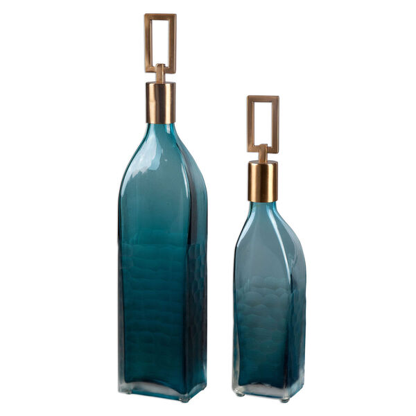Annabella Teal Green and Coffee Bronze Bottle, Set of Two, image 1