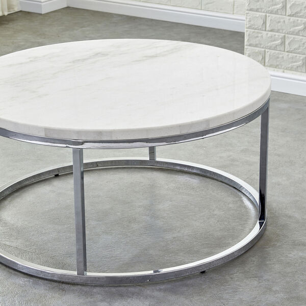 Echo White and Chrome Cocktail Table, image 4