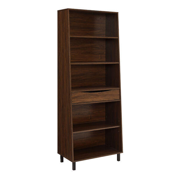 Ryder Dark Walnut Five-Shelf Bookcase with Drawer, image 5