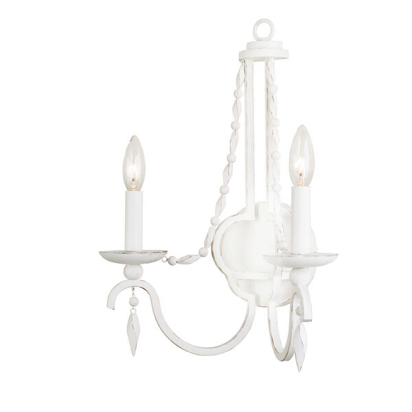 Acadia Distressed White Two-Light Wall Sconce, image 1