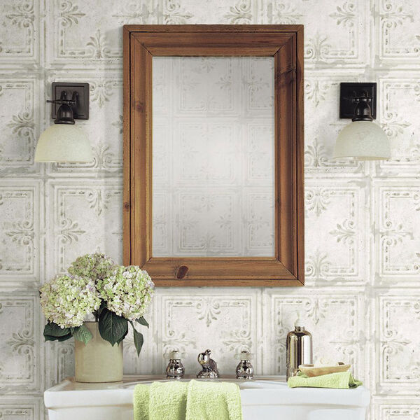 Tin Tile White Peel and Stick Wallpaper, image 4