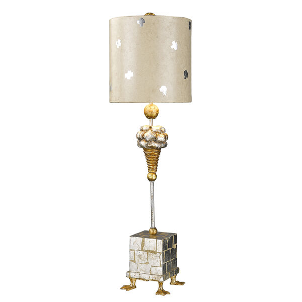 Pompadour X Gold and Silver Leaf One-Light Table Lamp, image 1