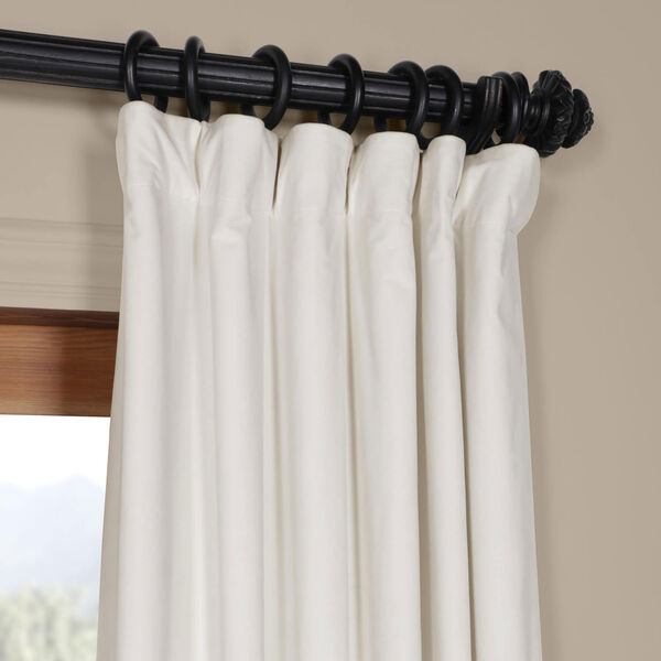 Porcelain White Blackout Velvet Pole Pocket Single Panel Curtain, 50 X 84, image 2