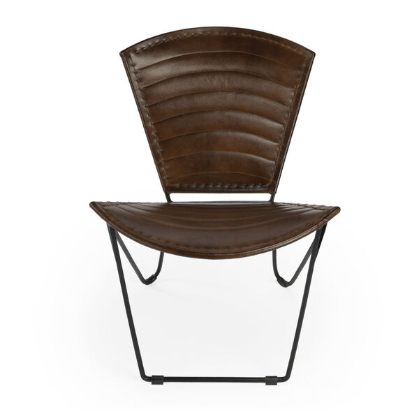 Felix Brown Iron and Leather Accent Chair, image 2