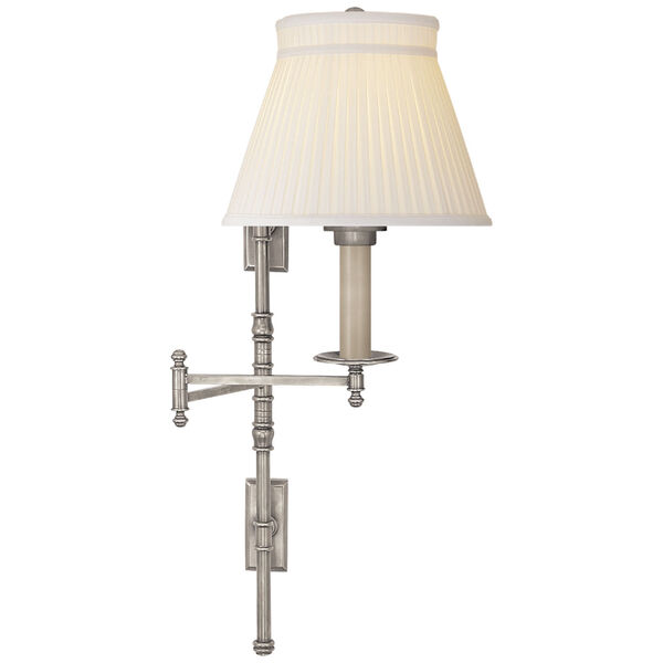Dorchester Double Backplate Swing Arm in Antique Nickel with Silk Crown Shade by Chapman and Myers, image 1