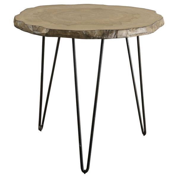 Runay Aged Black and Brown Wood Slab Side Table, image 3