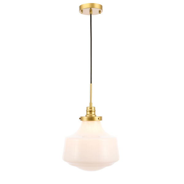 Lyle Brass 11-Inch One-Light Pendant with Frosted White Glass, image 4