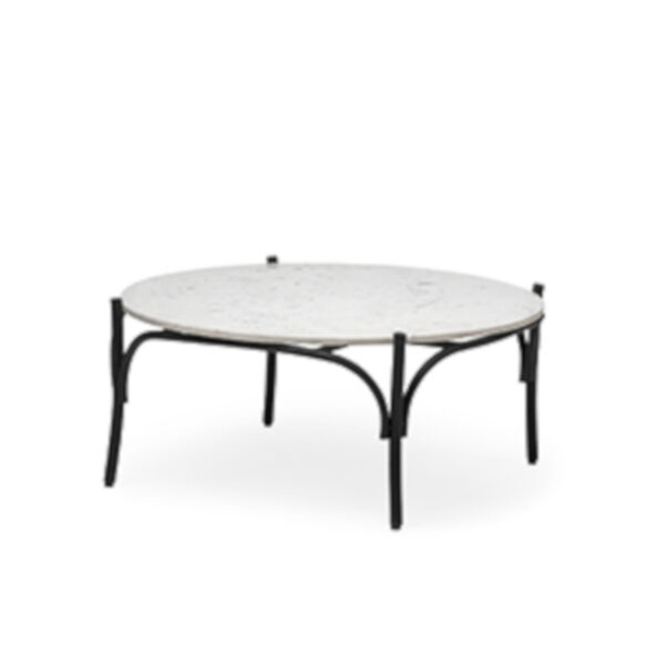 Etienne White and Black Round Marble Top Coffee Table, image 1